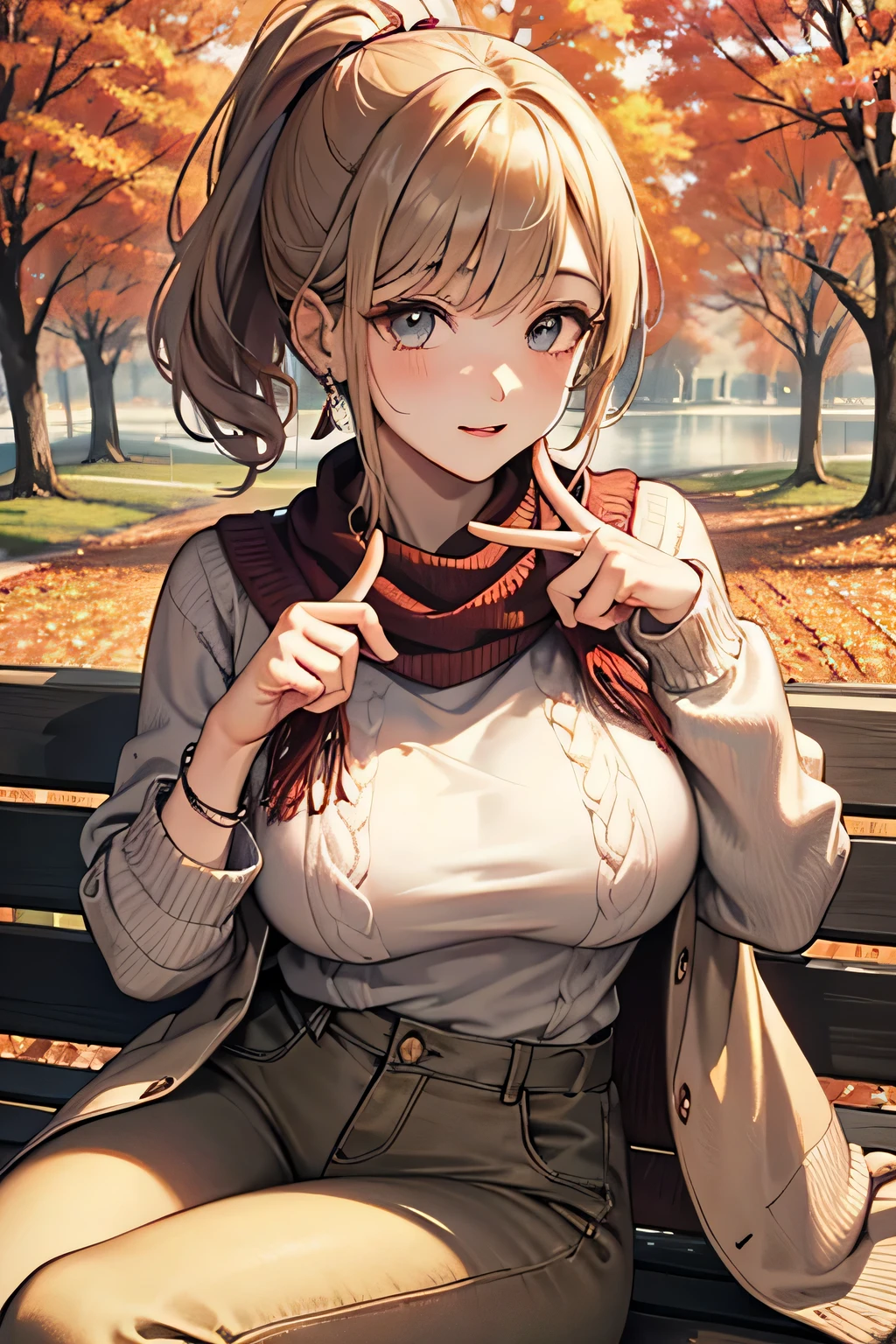 (masterpiece:1.2, best quality:1.1, highres,absurdres, high quality),(photorealistic:1.1),reflected light, colorful,ultra-detailed,8k, ultra hd, super detailed,
yuigahamama, hair bun, mature female, brown eyes, orange hair, short hair, single hair bun, hair between eyes, huge breasts,beige sweater,blue pants, sitting,park bench, park,sneakers,tree, grass,river on background,thick thighs, outdoors, open mouth, (fellatio gesture, oral invitation), tongue, tongue out,
<lora:ã¬ããã Yuigahama mother (My Youth Romantic Comedy Is Wrong As I Expected.):0.6> <lora:fellatiogesture:0.9> <lora:GoodHands-vanilla:1>