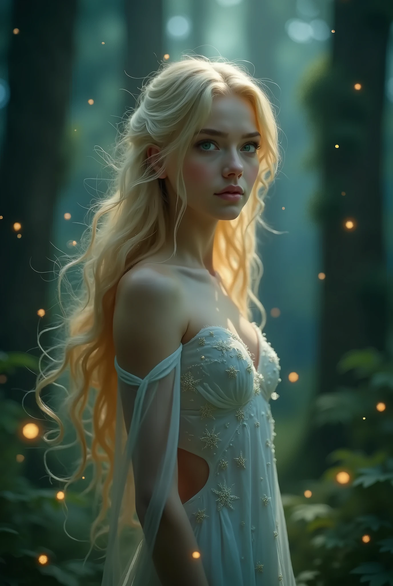 1 girl,full body cinematic, intricate detailed face, detailed eyes, detailed lips, porcelain skin, flowing hair, elegant dress, serene expression, dramatic lighting, cinematic atmosphere, fantasy landscape, magical realism, vivid colors, high quality, photo-realistic, 8k