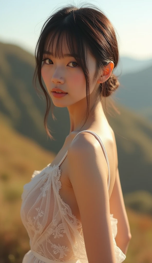 sunset, (best quality), (Realistic raw photos:1.2), (Beautiful Japanese girl, ), (table top),
Headlight,run,
shame,
(naked),
sunsetที่ชายหาด, from the side,