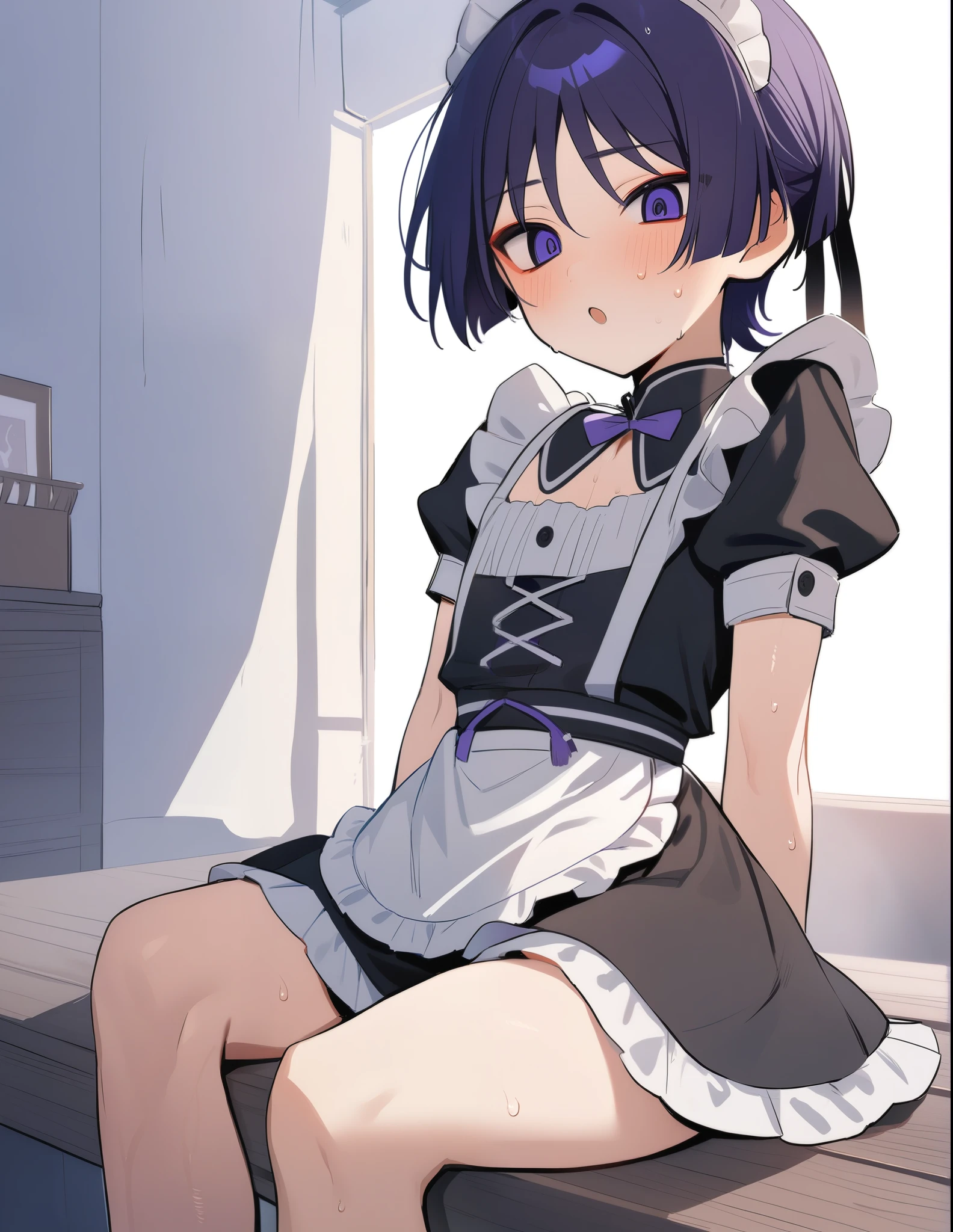 Portrait, official art, best masterpiece, best quality, best resolution, 8K, best detailed, perfect anatomy
BREAK
(Front view, looking at viewer)
BREAK
1girl, solo, idolmaster, ((chiyo sirayuk)), (18yo,beautiful girl),((((beautiful purple eyes)))),(((beautiful black hair))), (((extra short bob hair)))),(((Blunt bangs))),(((black gloves))),(wet skin),(sweat),(steam),((flat chests,very small breasts)),((((slender)))),), (kneeling down on the ground),(japanese high school sailor uniform),(open clothes), (pubic hair:1.5),(Front view), (cdy:1.1),(collar),
BREAK
have to pee, (standing), (hold your crotch, both hands between legs:1.3), (leaning forward:1.2), (trembling:1.4), (thighvibe), (vibrator in thighhighs:1.3), Dripping pussy juice
BREAK
(disgust:1.5), (female orgasm:1.2), (blush:1.3), (ahegao:1.2)
BREAK
 (stage,Spotlight:1.3), sidewalk, very fine and detailed 16KCG wallpapers