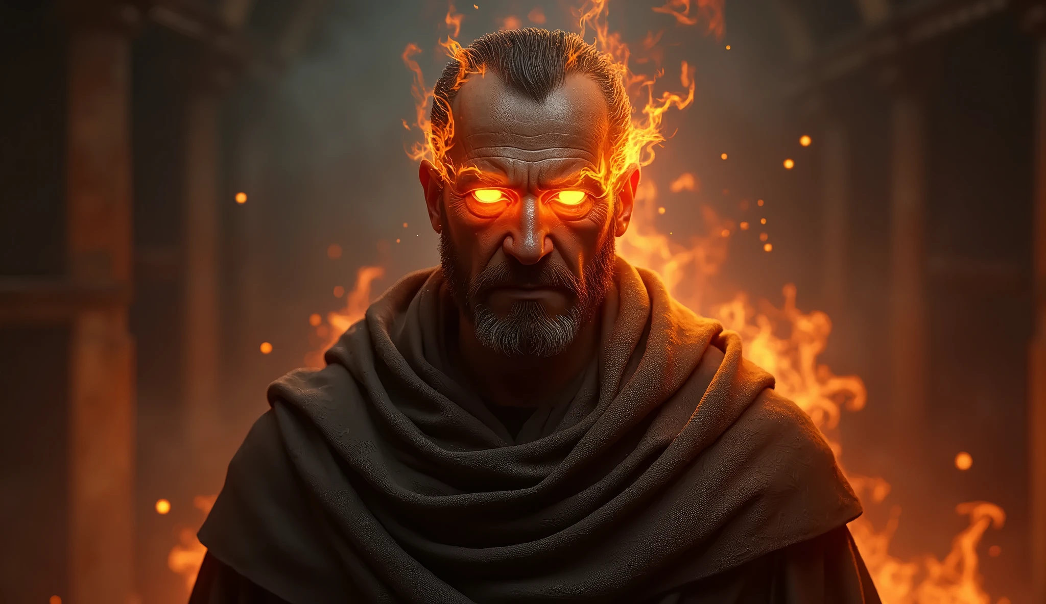 Sorcerer with burns covering his face