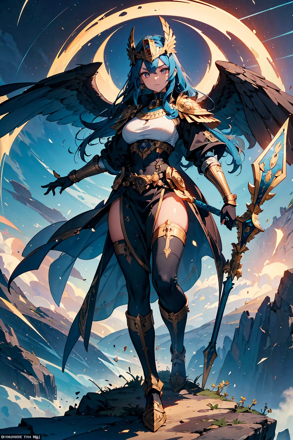 a painting of a woman with wings and a sword in the sky, anime fantasy artwork, anime fantasy illustration, anime epic artwork, 2. 5 d cgi anime fantasy artwork, beautiful fantasy anime, detailed anime artwork, beautiful anime artwork, epic fantasy art style hd, epic anime fantasy, detailed fantasy digital art, fantasy art style, detailed anime art, detailed fantasy art