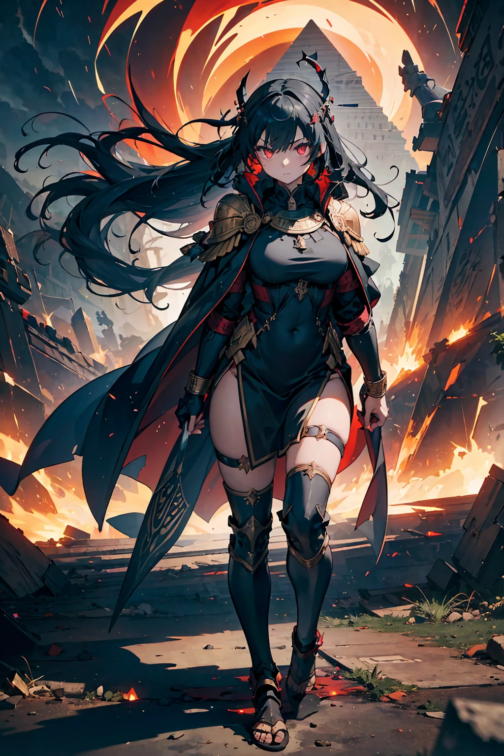 (8k, RAW photo, best quality, masterpiece:1.2), ultra detailed, ultra high res, high detail RAW color photo,(realistic:1.2), (detailed background), (illustration), (distinct_image),
explosions in the background, building in fire, night sky, full body shot (Realisitc:1.5) woman terminator, big breasts ,<lora:add_detail:0.5>