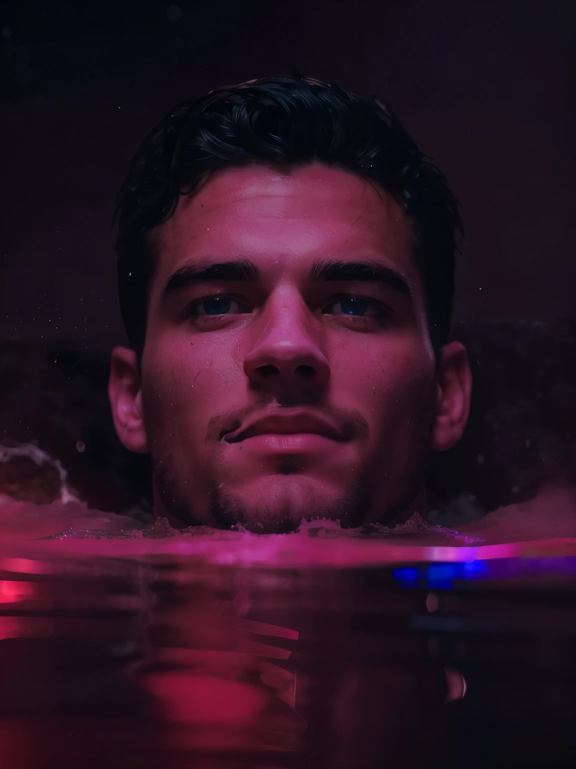 (realistic) (real man) (young man) A young man submerged in a lake, from the neck down. The water is detailed and realistic. The layout is balanced, with a harmonious arrangement of visual and textual elements. Realistic, Ultrarealistic, 4k, detailed scenery, young MAN, high detailed, muscle body, high-quality, ultra high res, highest detailed, lot of details, Extremely high-resolution details, beautiful, 8 k lighting, 4k extremely photorealistic, uhd 4k highly detailed , (cinematic lighting) (sharp focus) (intricate) ultra realistic, cinematic lighting.