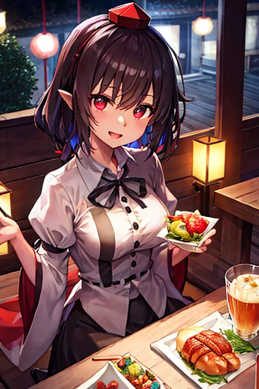  Touhou Project characters are eating food while drinking alcohol at the izakaya on the night of the end of the year🍶　Saigyouji Yu々、Konpaku Youmu、Yakumo Yukari、Cirno、Inubashi Kou is eating and drinking at Mistia Lorelei's tavern 🌸