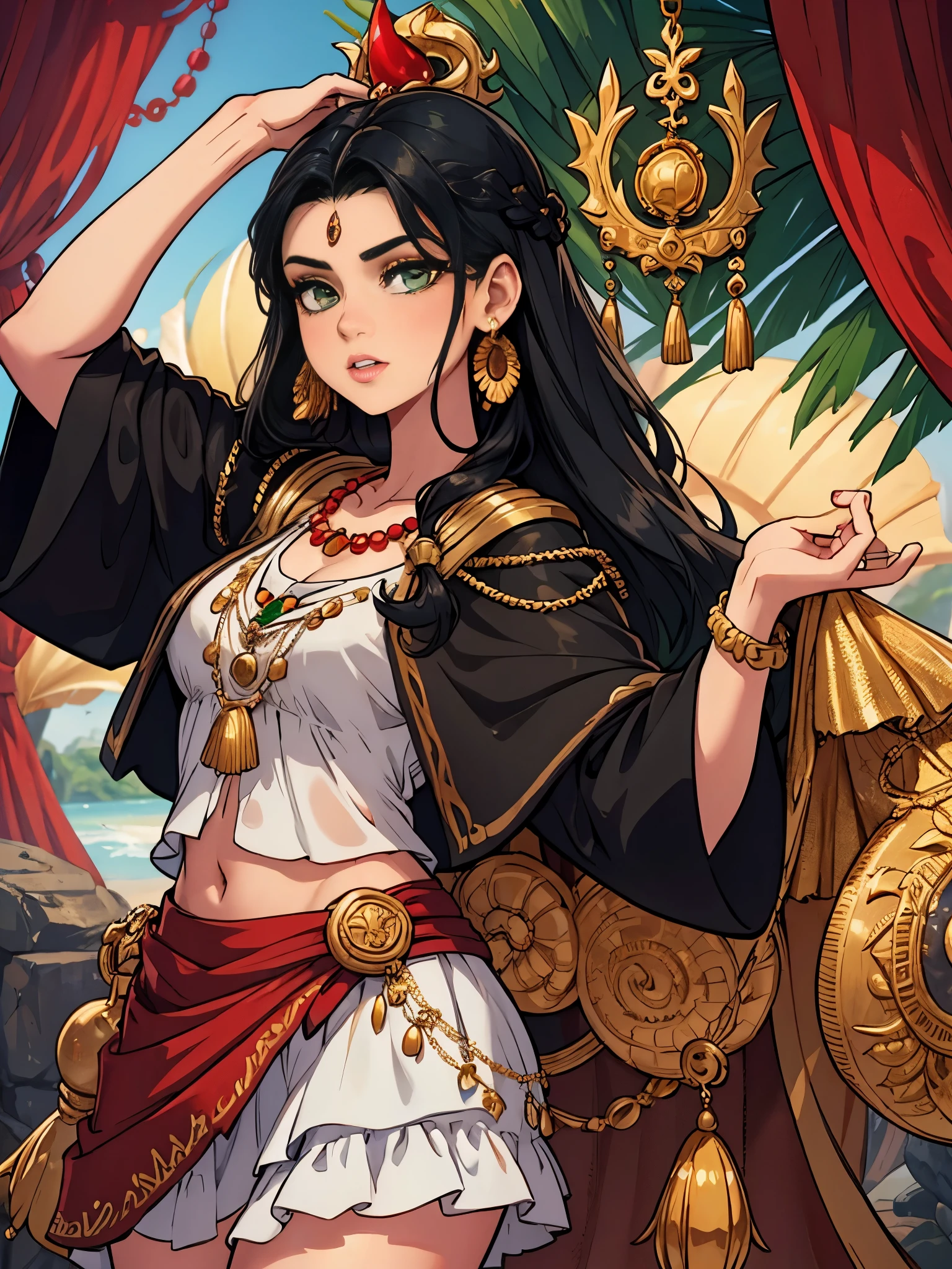 kkw-Arab woman in garden, long clothes, kkw-ph1 kkw-skin-det