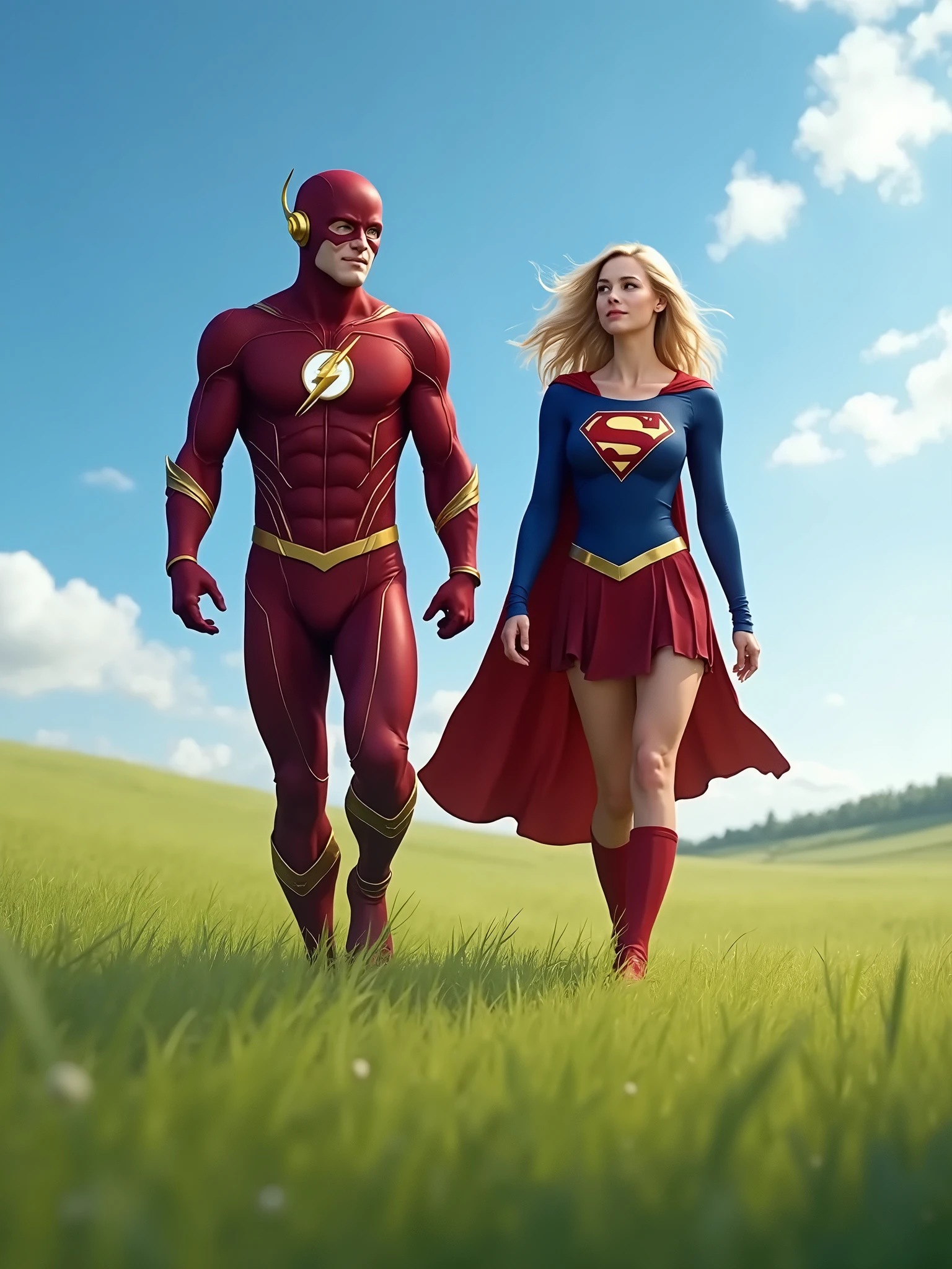Beso de flash (grant gustin) y Supergirl Melissa benoist, de CW
(Beso de Barry Allen y Kara danvers)