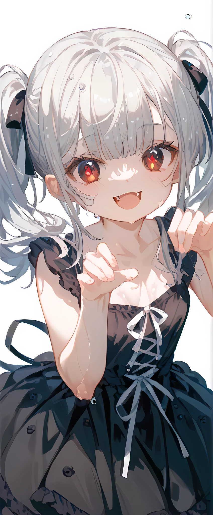 (((White background)))( high reSの傑作, 超 high reS, high detailed,  high reSモデル, BeSt Quality:1.2),Little Young Girl ,White Skin,Oily, Sweaty Skin,  Sparkling Silver BangS ,  highlight color hairStyle ,Inner Color, Behind the ear, wet hair ,Silver twintailS , Diagonal bangS,   Cookhold Subjective (maSterpiece:1.5), Super detaileded,  high reS, 8k,  beautiful Sparkling red dangling eyeS Sharp、detailed, 1 cute girl, S , Small breaStS,Small breaStS,FangS Smile Evil , Happy PoSe,Girly DreSS,Goth FaShion
