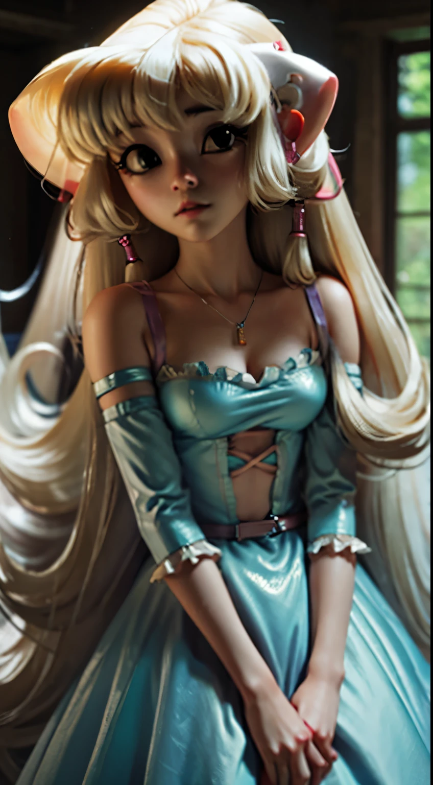 Bright and glamorous portrait of a Barbie doll with impeccable details., capture her elegance and charm in high definition computer graphics.. Radiant and flawless, the doll has a stylish outfit, stunning blue eyes, and perfectly styled (blonde hair:1.2). Soft lighting enhances its beauty., and a slight shine adds a touch of magic. On a dreamy background, filled with pastel colors and delicate colors., The composition creates a whimsical and enchanting atmosphere.