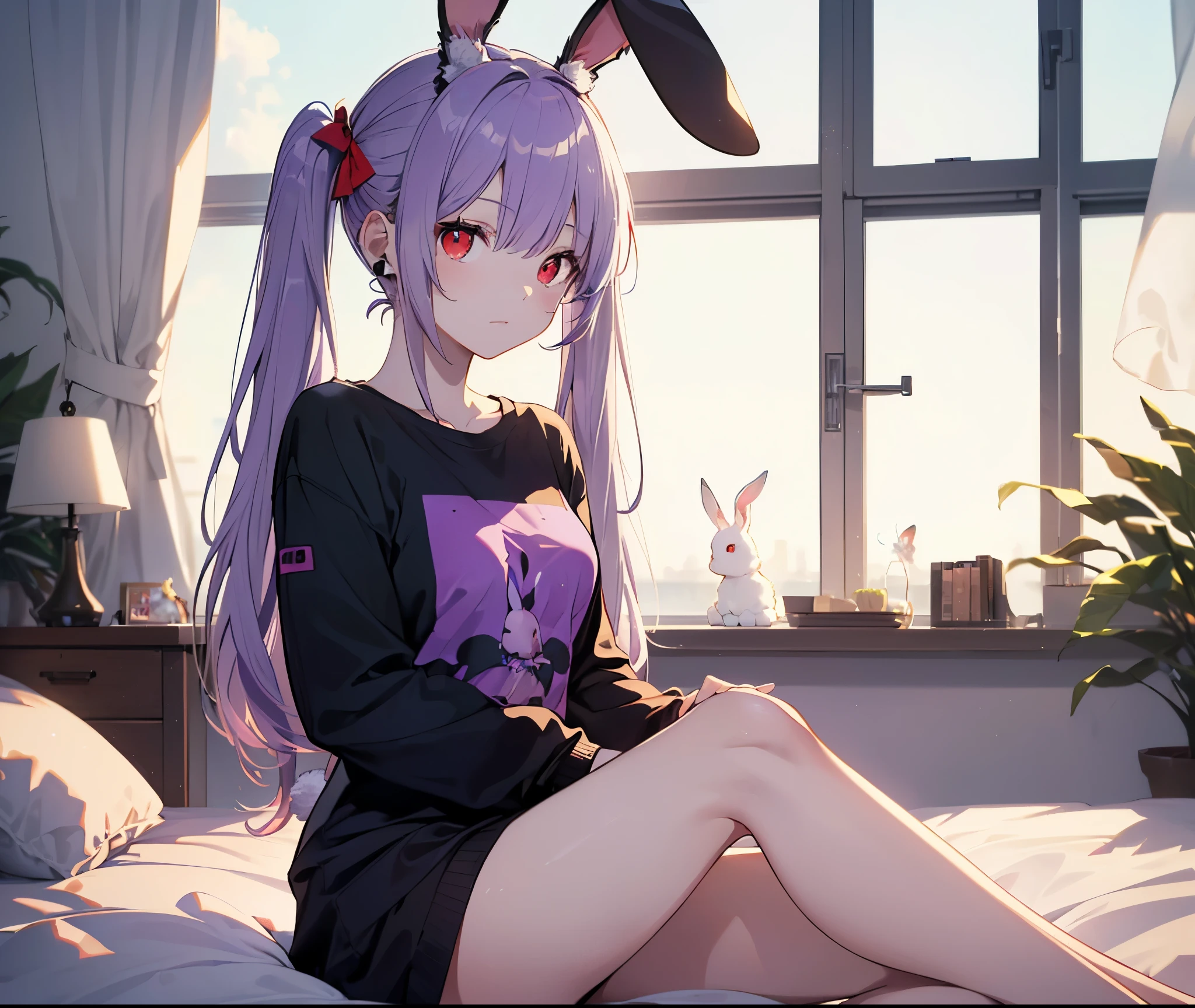 2d, masterpiece, best quality, anime, highly detailed face, highly detailed eyes, highly detailed background, perfect lighting, full body, 1girl, solo, nekomata okayu, hoodie, white legwear, onigiri, cat tail, :\3