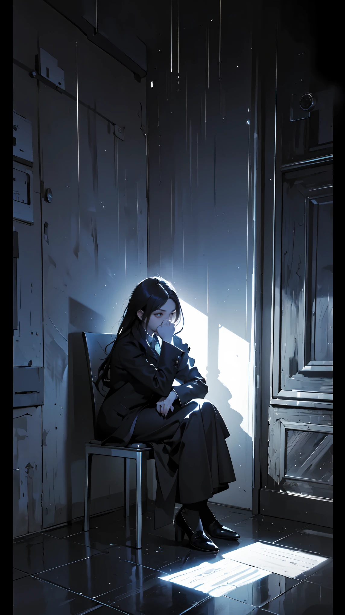 plano general, full body, Anatomically correct, A woman sitting sad in the middle of a street, desperation , torrential rain :1.5,a sad , gloomy, melancholic, and somber atmosphere , memories of the past , a wide shot , (best quality,4k,8K,highres,masterpiece:1.2), ultra-detailed ,(Realistic,photoRealistic,photo-Realistic:1.37),dramatic lighting, muted color palette , Moody, cinematic, atmospheric, introspective , emotive , eznegativexl ,