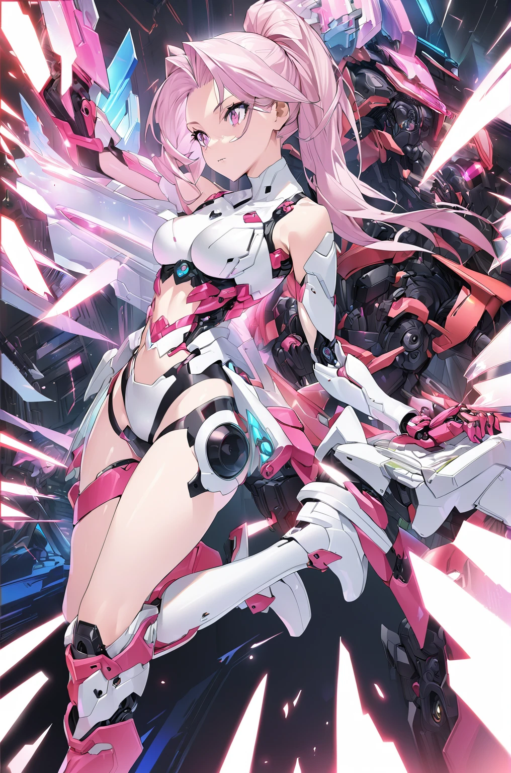  anime girl  in a white bikini and pink boots posing, seductive  anime girl ,  anime girl ,  highly detailed art gem , attractive  anime girl , Anime Manga Robot!!  anime girl , Gwaiz, Digital anime art, Biomechanics , ( anime girl ), beautiful  anime girl , Gwaiz on pixiv artstation,  anime girl s, cyberpunk  anime girl 、 ponytail、Long Hair