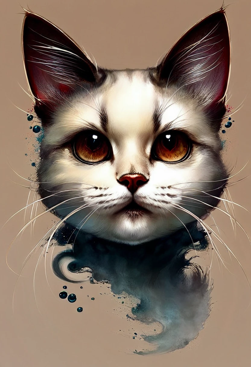 Female cat ,  in the style of artist Ryohei Hase , ( fully consistent with the style of artist Ryohei Hase):1.5