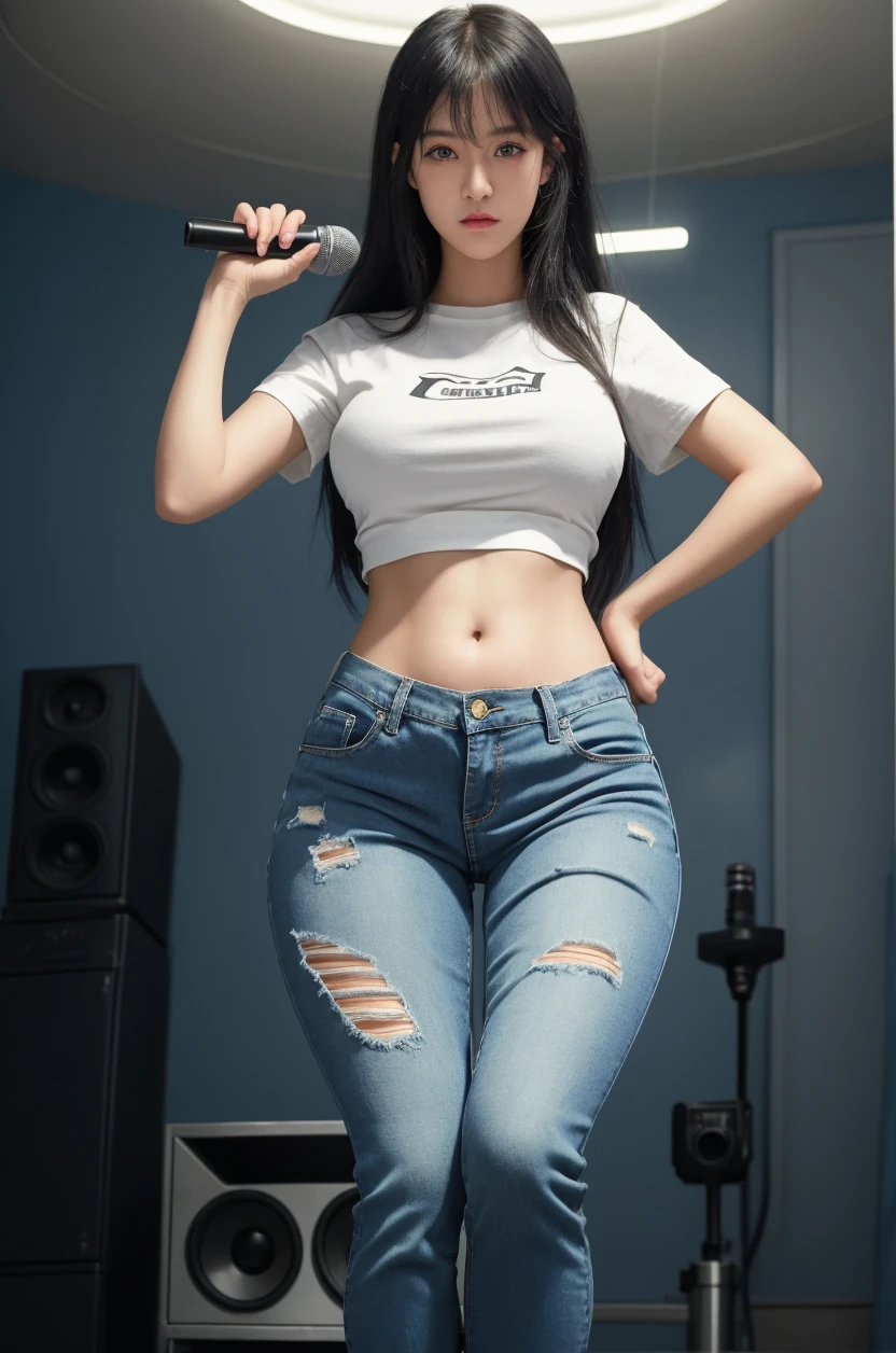 NSFW, top-quality, intricate detailes, chromatic abberation, 1girl in, Dynamic Pose, Cinematic Angle, length hair, Blue Highlights, heterochromia iridis, Gentle smile, Oversized T-shirt, Super Super Mini Skirt, Pull up your skirt to show your panties, Cowboy Shots, wind lift, (oversize tshirt: 1.2 inch), Concrete walls, doodle, the street