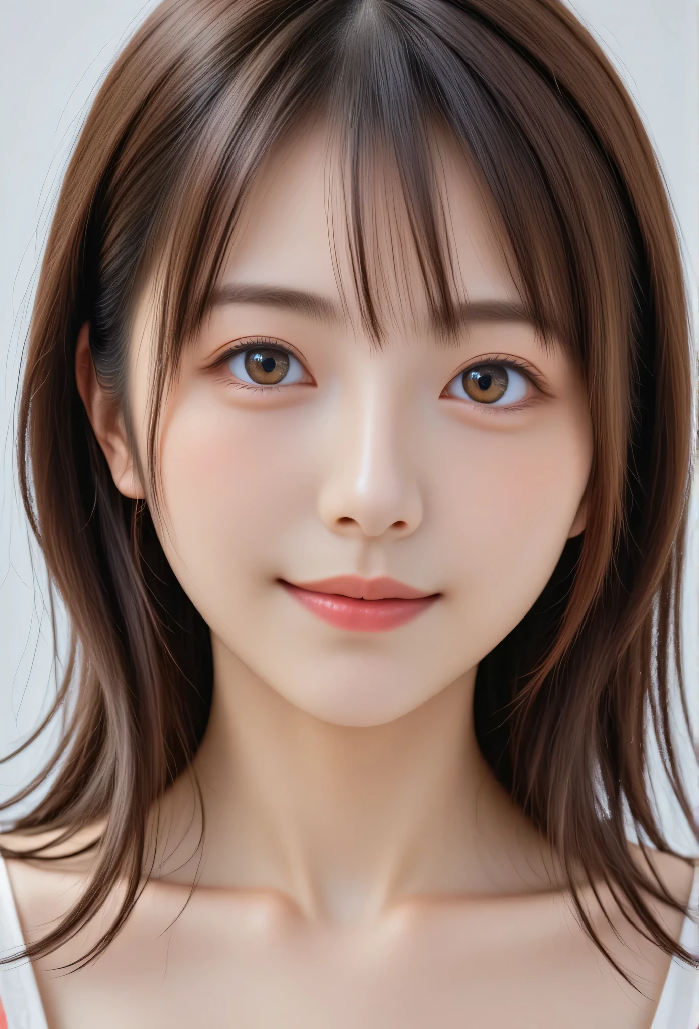 super cute face,(sparkling clear attractive large glowing eyes:1.3), ,(idol face:1.2),very beautiful cute girl, (baby face),exquisite smooth and silky hair,fair skin,happy cheerful smile,professional portrait,cutez