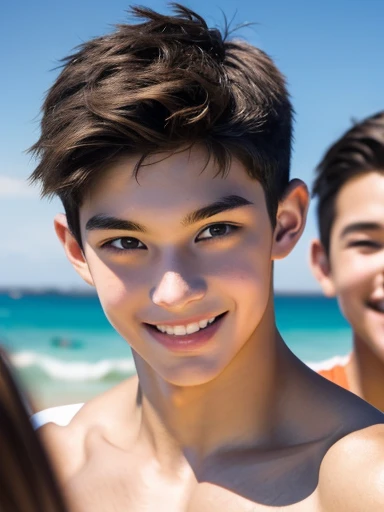 male Age 22 swimwear topless smile cute