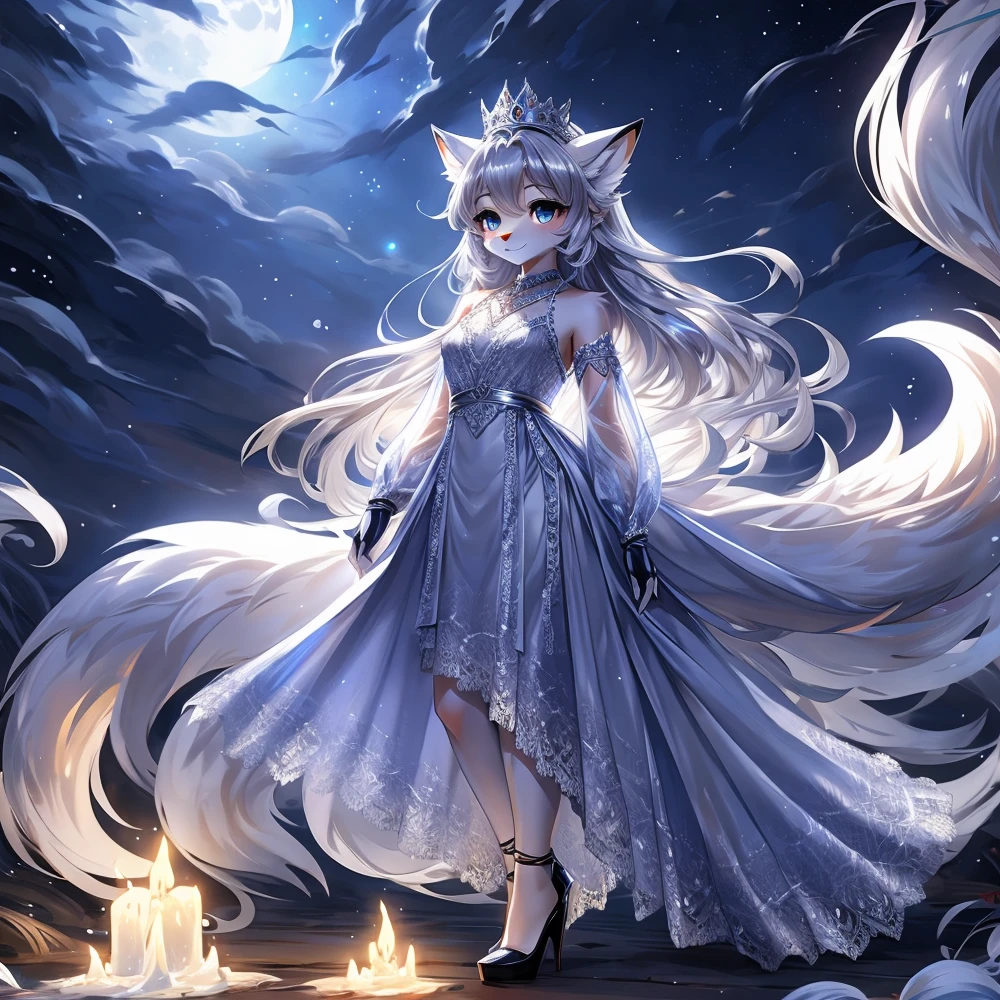 fox Light blue hair beast girl indigo fur fox beast girl