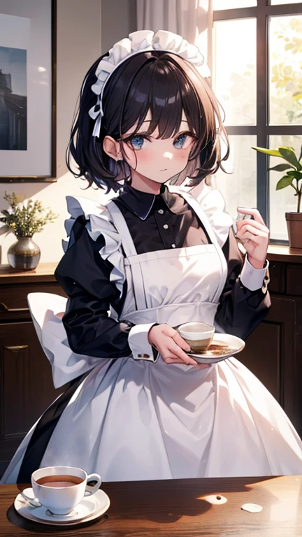 Girl in maid outfit,I spilled tea ,I broke the dishes,,