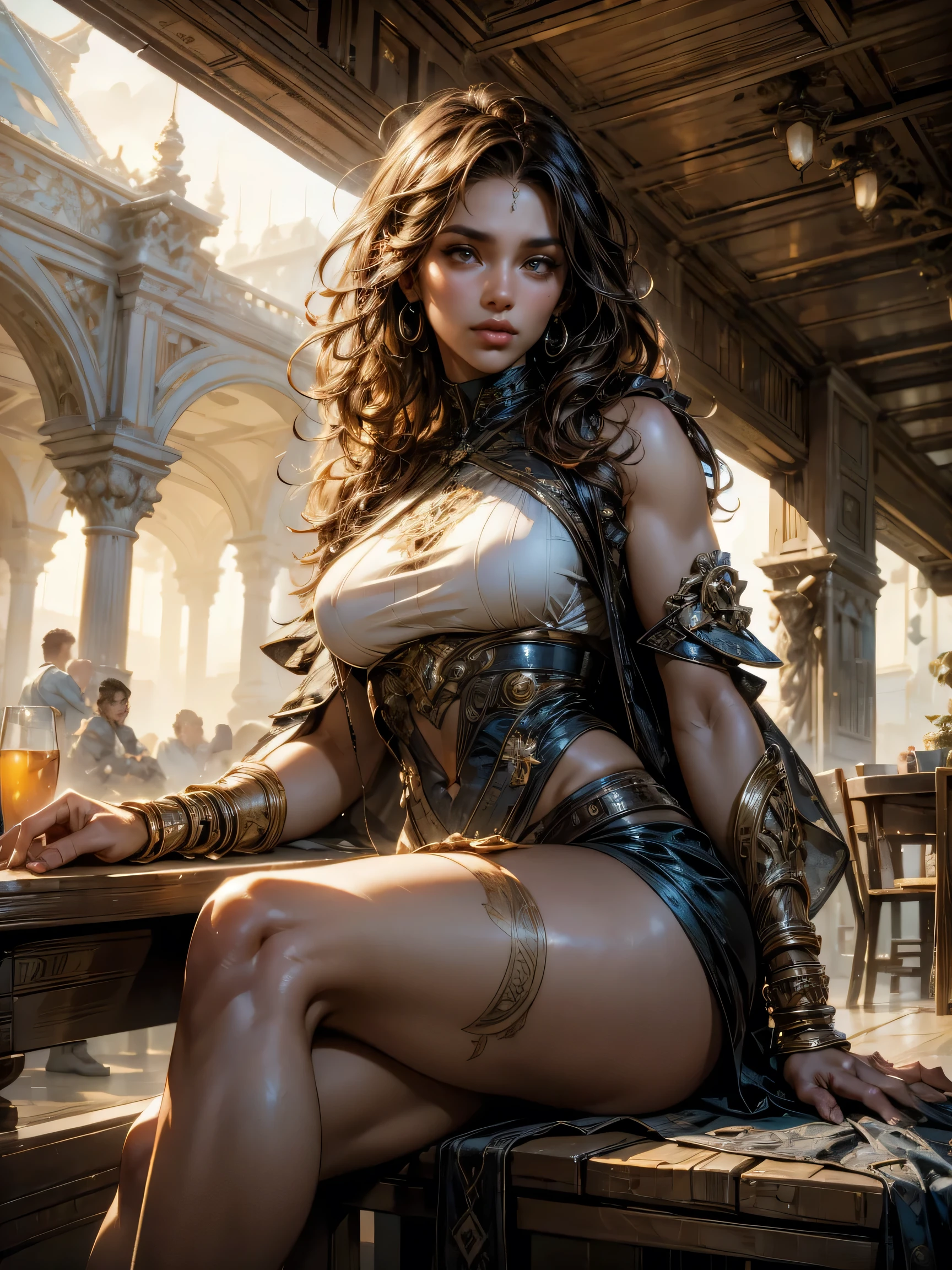 HIGHLY DETAILED, 16K HI-RES, insanely detailed image, cinematic, best quality, masterpiece, realistic, detailed face, detailed background, dramatic lighting,  Exploring an ancient, candle-lit library, the Tomb Raider is in a classic, elegant bikini with a touch of vintage style. She's in a poised "The Lotus" pose, seated cross-legged with hands resting on her knees. The background features towering bookshelves, scrolls, and hidden passageways.