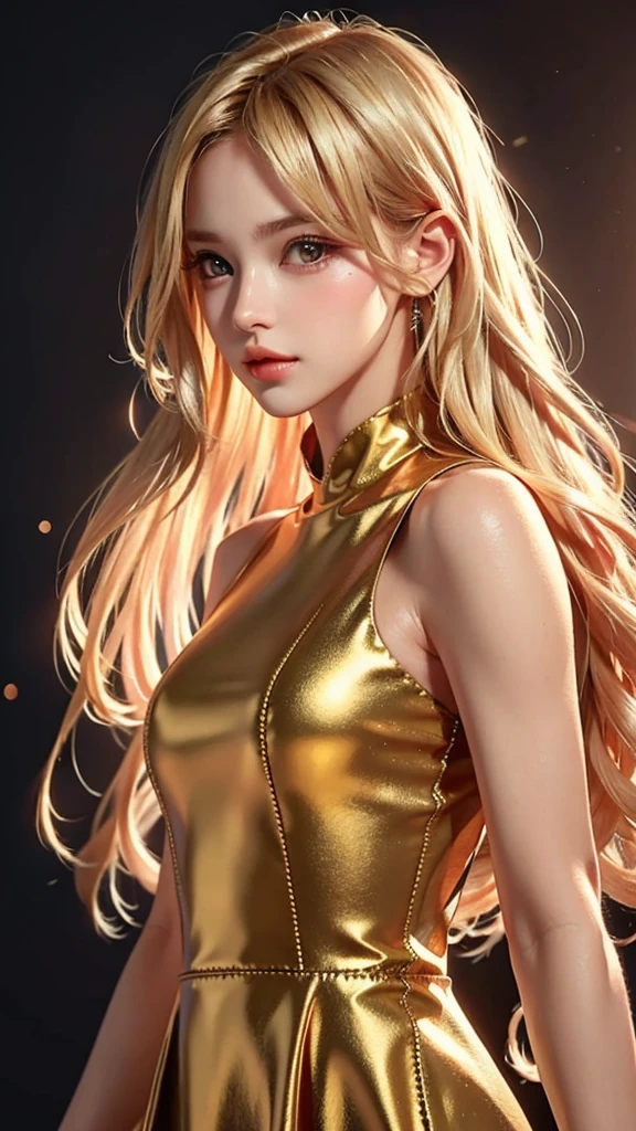 Golden Hair,Long Hair,single side lock hair８K-pin Blush Modern Cinema Lighting,Ray Tracing,Drop Shadow Wide Shot UHD,Textured skin,Attention to detail,Highest quality、Highest quality、Super beautiful
