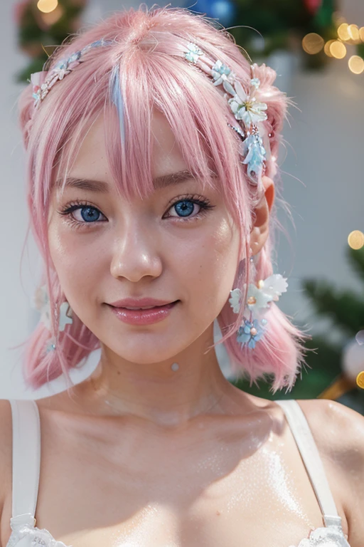 (Small Tits), (18-year-old), (very small head), Dawn, sunlight, (Perfect body:1.1), (short hair, Wavy Hair, Pink and blue striped hair), ((whole body)), (8k), (Very delicate and beautiful), (Tabletop), (highest quality:1.0), (Realistic), Realistic Shadows, (High resolution:1.0), Detailed skin, Very detailed, The body is slim, (Beautiful Hair, Real Hair, Fine hair), blush, Realistic, Realistic Face, Realistic eyes, Small eyes, Smile, (((colorful))), (eyeliner), (mascara), (eye shadow), Sculpture Pose,naked、Nipples、Thick pubic hair