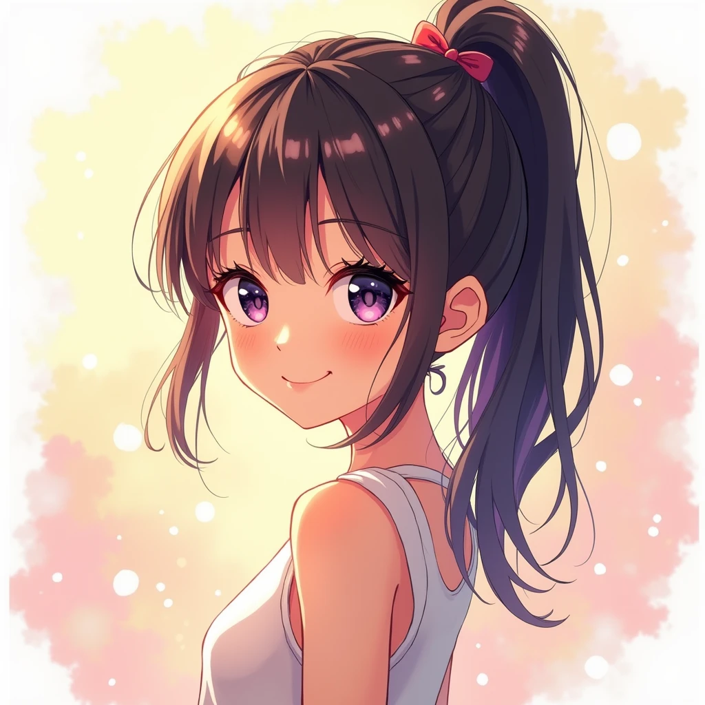 masterpiece,pull tank top shirt, tank top shirt down, nipple, off shoulder, bare shoulders, girl, curly hair, twin tails, black skin, Africa人の, smile, hot pants dig into anus, Africa, put your hand on your head, leaning forward,nipple,nipple