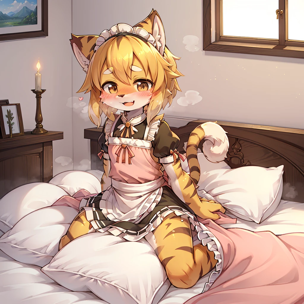 （masterpiece，best quality），mine, The Beast, , (Light and shadow suitable for any Pillow background））, 穿着Maid costume的可爱女孩在Pillow上摆姿势,，Maid costume，nature,, (blush),a smile，Pillow,（Lots of Pillow），Soft cushion，（canopy bed），（Pillow），Lots of Pillow，（Friction in the crotch），（（PillowCamel）），（A tail），（Around the protagonist），steam，（Pillow），（LuxuryPillow），（Palace Pillow Pattern Pillow），（palace），（Palace bedroom），（Gorgeous Pattern Pillow），Soft Pillow，，（Classical European style bedroom ），（excited，shy person，Lack of expressiveness，），pillow hump,，(Deluxe Rococo Canopy King Bed),Luxurious curtains with ornate ruffles and ribbons hang around the large bed.,((((The bed is piled with many Pillows)))),Quilt details,Detailed bed linen,Ruffled Bed Skirt,Deep Bed,Background with depth,((Pillow in detail)), ((((A Lot of Pillow))))，,，Detailed Soft Pillow,,((女孩正躺在许多Soft Pillow上,There are many Pillows around))，、、In a large canopy bed、Soft sheets and quilts、Colorful soft Pillow、Lots of Pillow、Soft toned bed、Ruffled curtains around the bed.。Delicate face，（Ornate pattern pillow），Soft pillow，，（Classical European style bedroom ），（Excited face，Opened mouth，Shy，），,MASTURBATING WITH PILLOW,，，my，tiger girl，，sweaty，，（more pillows)，，Blushing，Shy,,