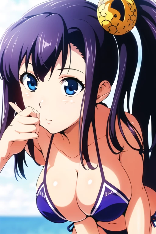 (masterpiece:1.2), best quality, high resolution, unity 8k wallpaper, (illustration:0.8), (beautiful detailed eyes:1.6), extremely detailed face, perfect lighting, extremely detailed CG, (seishirou tsugumi, red eyes, black hair, short hair, hair ribbon, short stature, moistened-eyes, big breast, solo,), all fours, school swimsuit, cameltoe, nipple, vagina, gleaming skin, moist skin, embarrassed, open mouth, noon, in the beach, from behind, back view, looking at viewer, happy smile, ass,