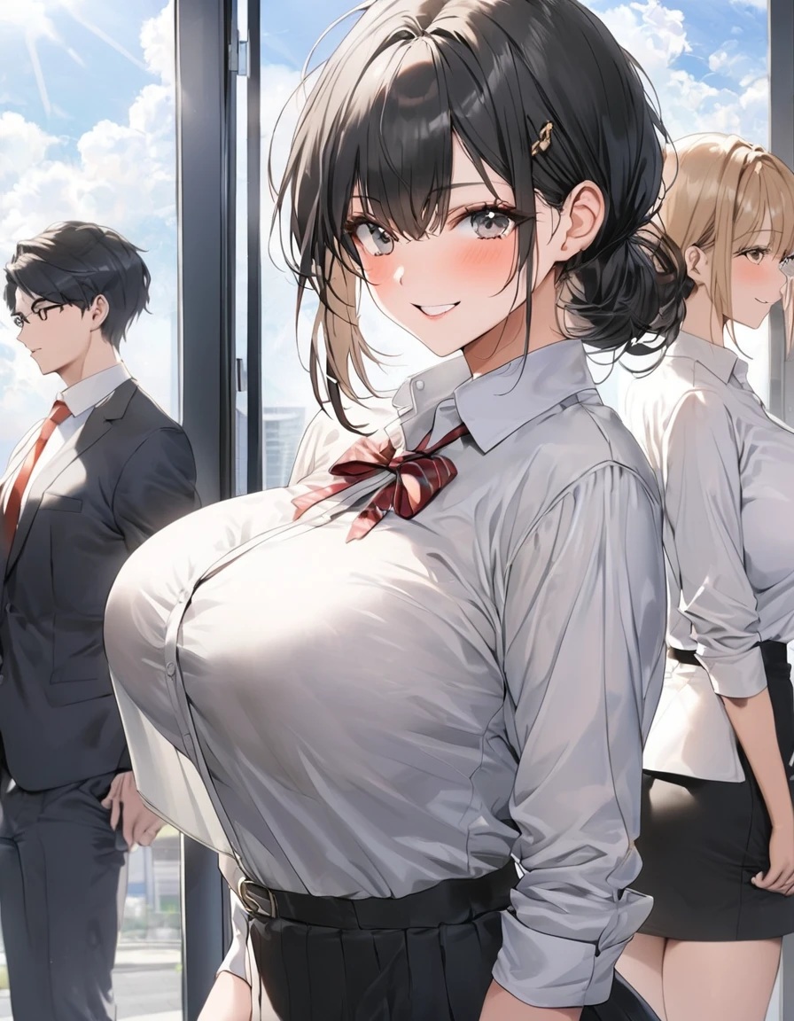 1girl (sitting down), wearing a with a pleated skirt and loafers, black socks rolled up at the knees, her long, curly brown hair falls over one eye as she looks intently at the audience with an animated expression, her shiny skin glows under the soft, pastel lighting, highlighting the subtle curves and textures of her face and thighs.
giga_busty,
(Detailed description of the girl's face: Her oval face is adorned with fine freckles, her brows perfectly arched and framing her bright, sparkling brown eyes that reflect the warmth of her personality. Her nose is a perfect button, and her lips are parted slightly, revealing a hint