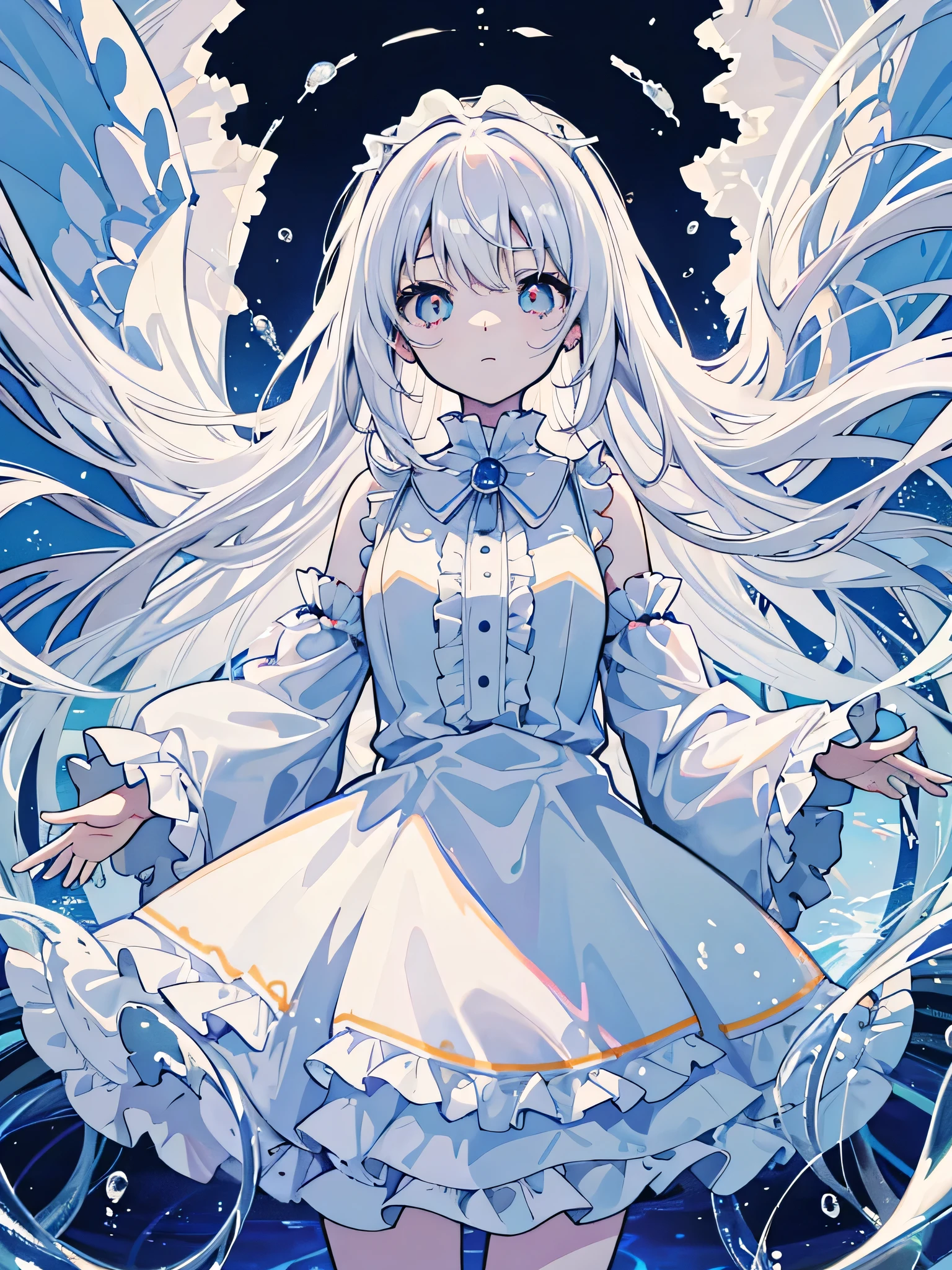 Summer, girl in white dress, long hair, seaside