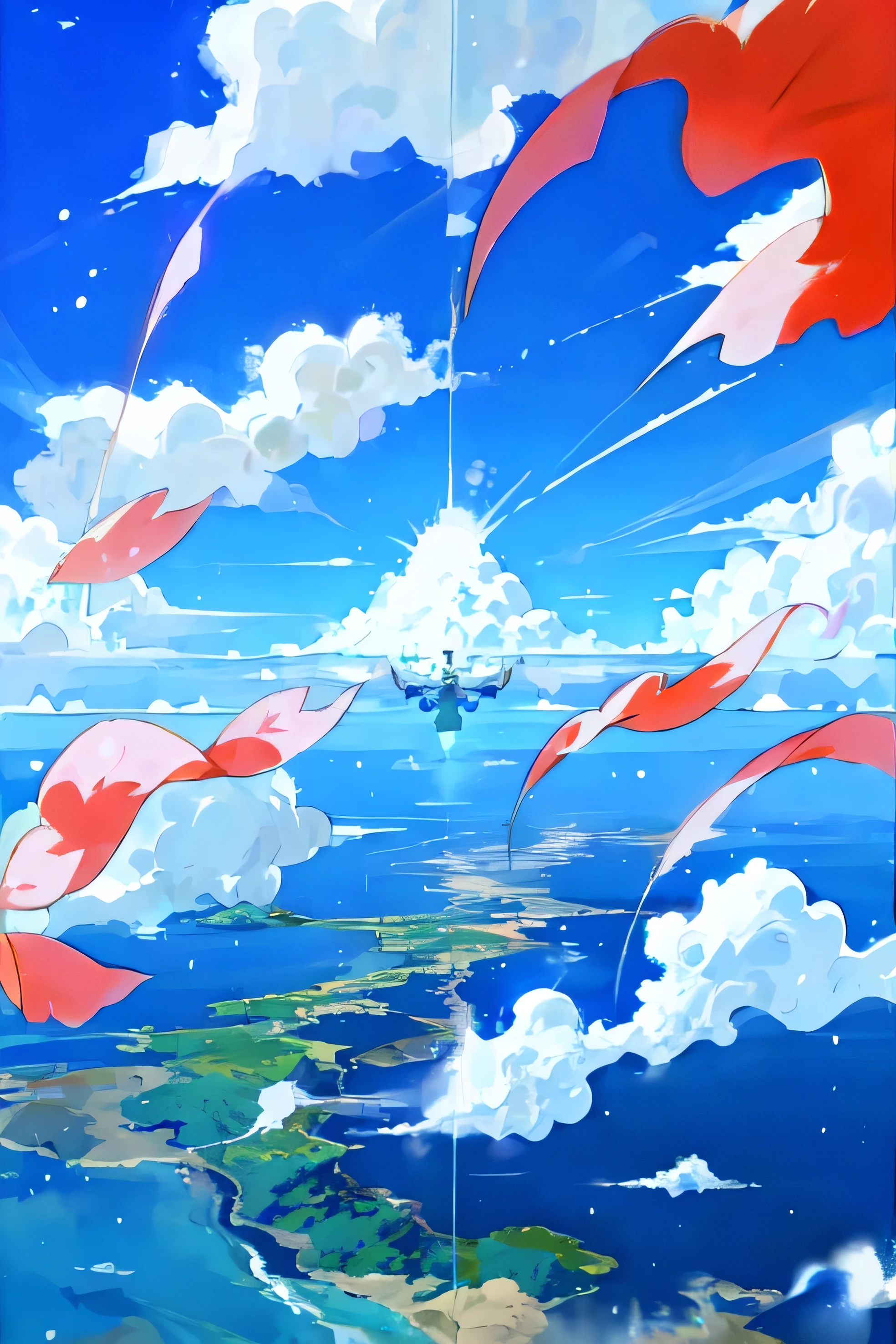  Japanese animation style　Background picture 　blue sky　cloud　sunny　summer　Refreshing