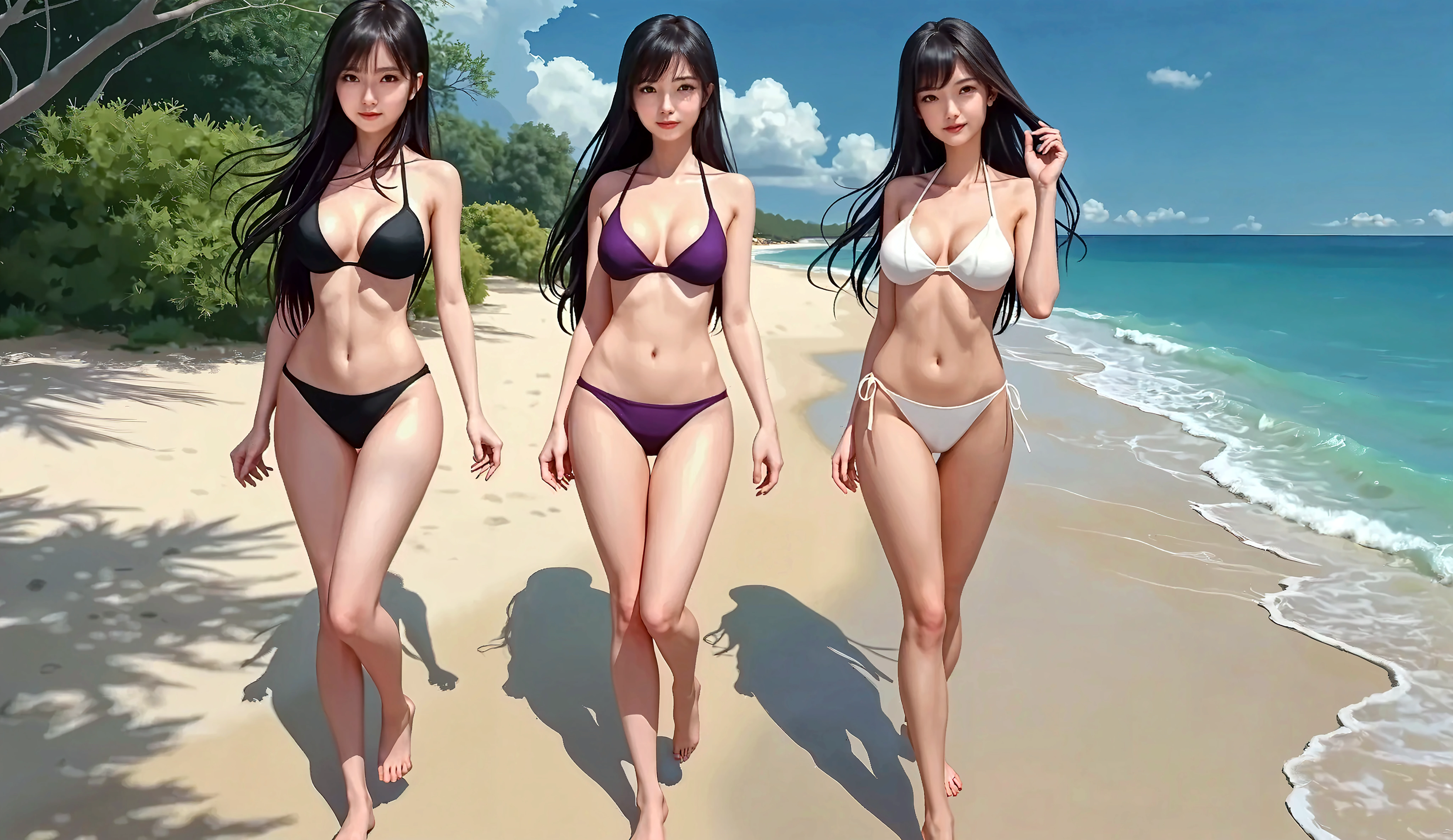 Photorealsitic、
women's pictures、
Komoto Akira Bikini、Breasts are large、Nipple stand、realisitic、the waist is thin and the buttocks are large,、 --auto