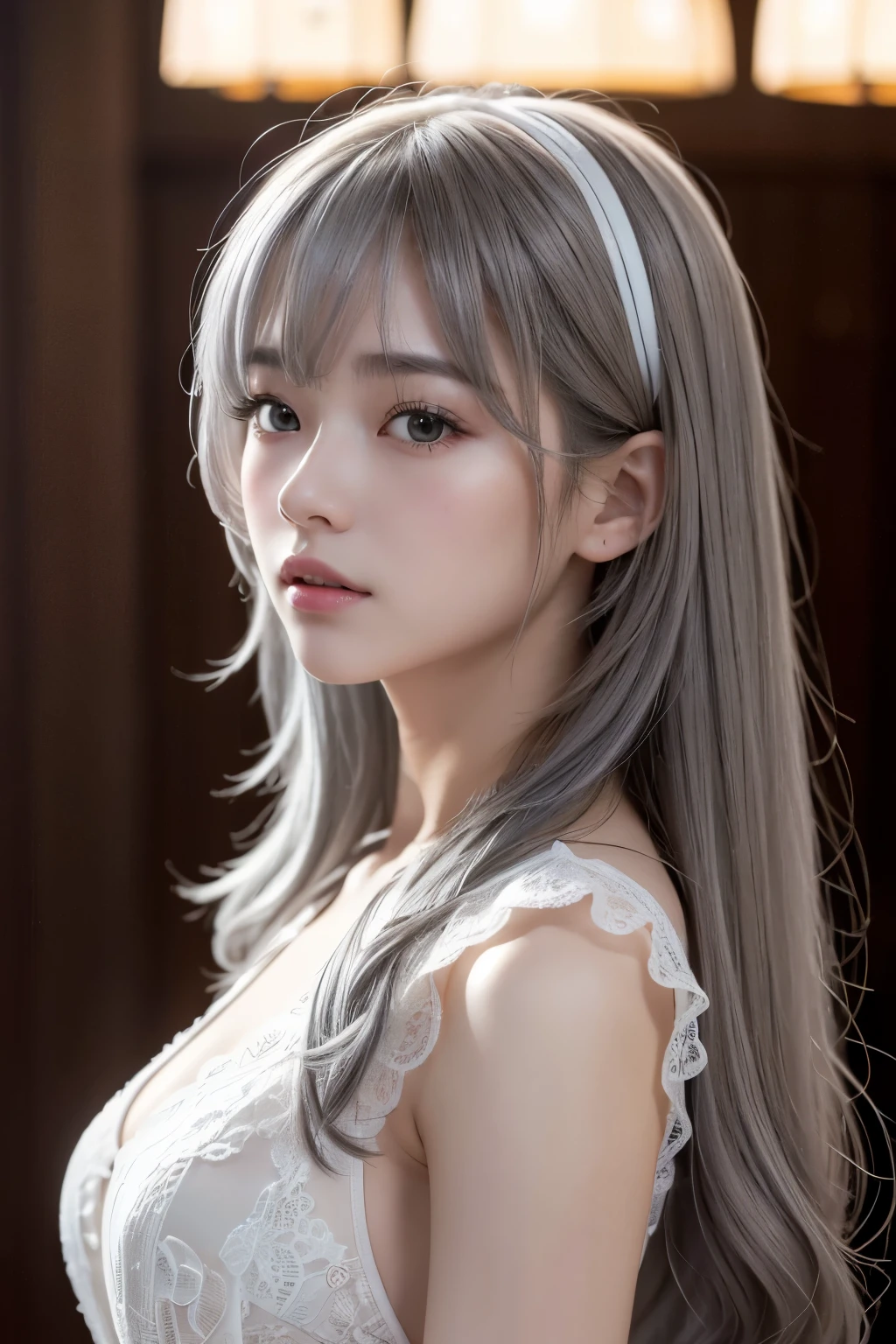 alone, very beautiful nordic girl、Perfect beauty、(((Full nudity:1.5)))、Shiny light silver hair, 強風になびく美しいSuper longストレートのまばゆい銀髪,Long bangs dancing in the wind obstruct the view、 Very large eyes with high detail are pale sky blue, Finely written eyes、Cheek Gloss Highlighter、Transparent white glossy skin、Very big eyesは淡い空色です, Detailed face, big 、20 years old cute sexy little beautiful face、Beautiful straight long hair that shines like silk、Very big eyes、Silky long bangs that cover big eyes, Super long, Sexy silver hair dancing in front of your eyes、cute young beautiful girl、Super long, Dazzling silver sparkle、Very long blonde silky hair、Glowing Skin、Gloss Face、Perfect beauty、With a round face、Small Face Beauty、Smirking expression、eyeliner、Small Mouth