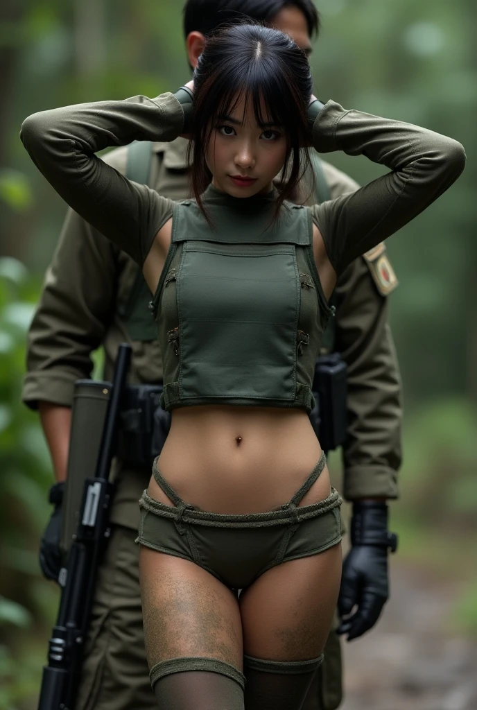 (was:1.3、((A female ninja looking back with a weapon in the forest:1.5)、With background)、(Female ninja with a sword:1.5))、(Realistic、Like a photograph、Live Action、8k, Realistic, RAW Photos, Best image quality: 1.4), Single-lens reflex camera、RAW Photos, Highest quality, Realistic, Highly detailed CG Unity 8k wallpaper, Written boundary depth, Cinematic Light, Lens flare, Ray Tracing, Realistic background、(kunoichi:1.4、White floral kimono::1.5、(p-line:1.2、 lines are visible:1.2))、Grey Hair、short hair、Short Ponytail、((Ultra-Dense Skin))、 1 girl,Cute Kunoichi、(whole body:1.5)、I like that style、Pay attention to the details、Perfect outfit、(White skin)、Accurate Arm、Accurate feet、Beautiful legs、Precise thighs、Anatomically correct body、View from behind