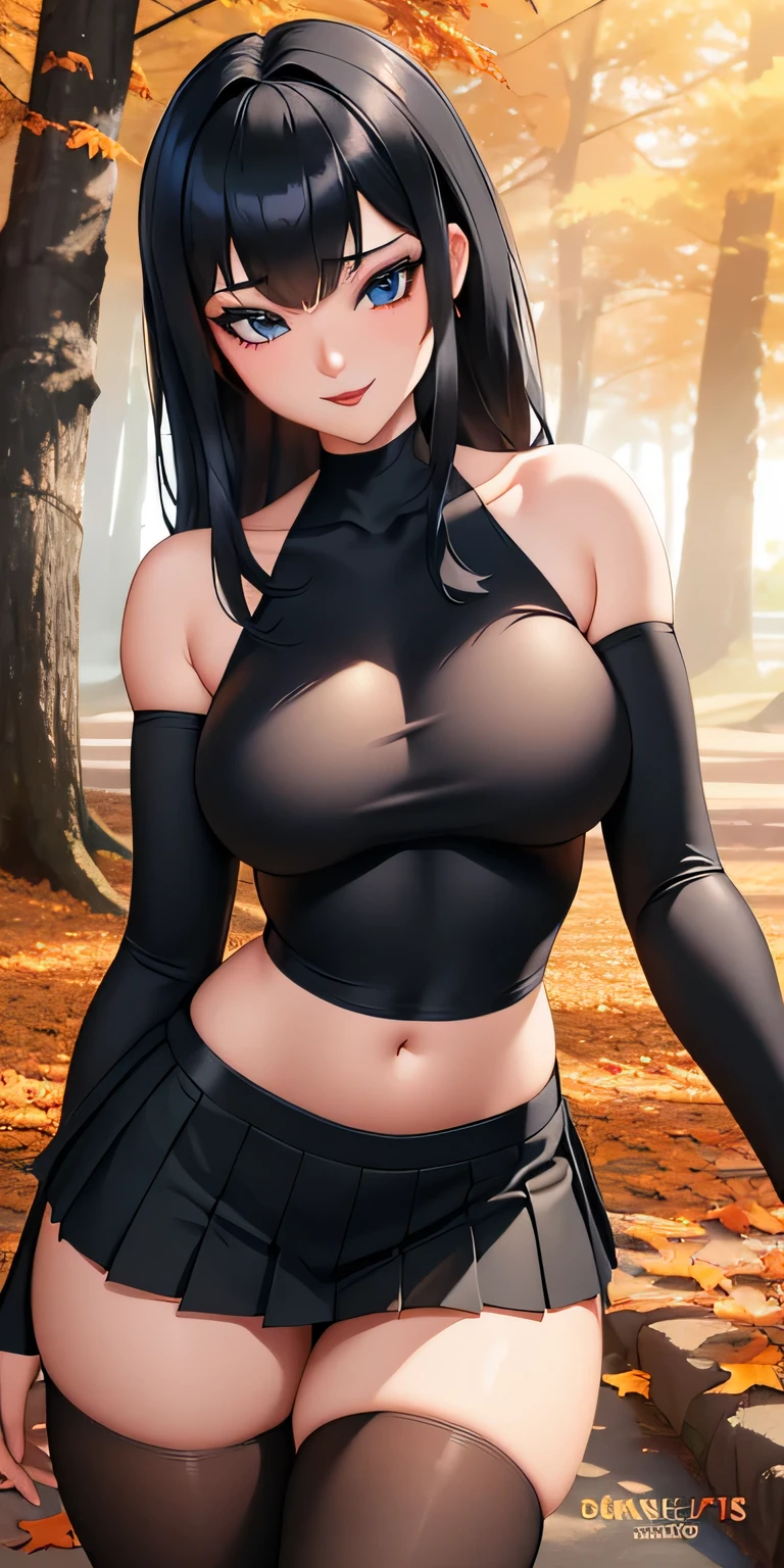 1girl, solo, full body, (((bare feet))), (((bare foot))), masterpiece, (high detail:1 1), Rough face, Natural skin, high quality, Sakura Haruno，black hair, ((long hair)), ((bangs hair)), detailed hair， white eyes,（Big breasts:1.2 ），( smile:1.2），Face blush，Sexy figure, perfect bodies, beautiful eyes, (Detailed face and eyes), (face: 1 2), voices, Extra, real photo, ... ... ........... PSD, sharp focus, contrast lighting, Delicate skin, High definition 8K, incredible details, realistic, professional photo shooting, 8K UHD, SLR camera, soft lighting , high high quality, film grain, Fujifilm XT3, magic, particle FX, (((leather flare pants))), (((she wears leather flare pants))), (((leather tank top))), in the forest, dark forest, horror forest, lavender field, looking at viewer, (((Show cameltoe))), ((full body)), ((standing)), gloves, ((huge ass)), nipples