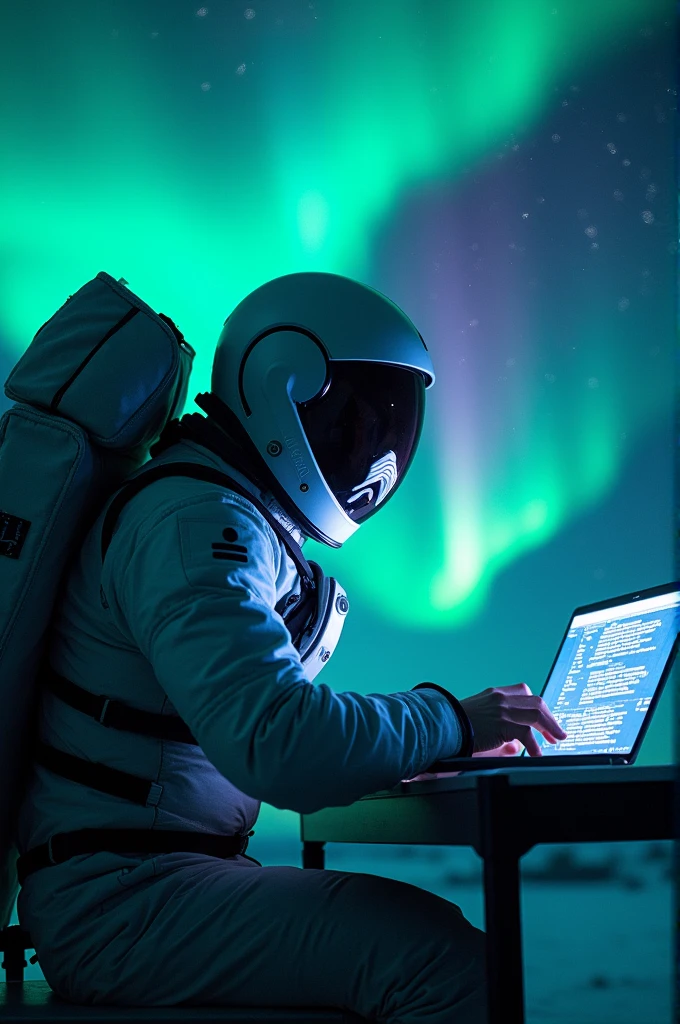 a programmer coding on the moon
