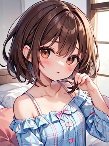 masterpiece、Highest quality、High resolution、1giRl、anime giRl in a undeRweaR、solo、Short Hair、Brown Hair、Brown eyes、 R /aRt, R/aRt, R / aRt、Pink underwear、Pink Bra、pink panty、cleavage、Girls with medium breasts、Are standing、detailed fanaRt、commission foR high Res、oc commission、danbooRu and aRtstation、high quality fanaRt、bRa with an pink、panty with an pink、Enchanting anime girl、looking at vieweR、Cowboy Shot、Female focus、bRa and panty only、