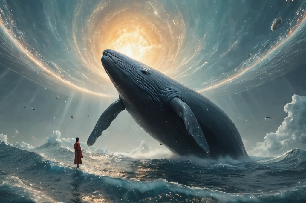 (best quality,4k,8k,highres,masterpiece:1.2),ultra-detailed,(realistic,photorealistic,photo-realistic:1.37),sci-fi,alien,space,kun peng((search reference for kun peng chinese mythology))((kun peng is mythologycal creature with body of big whale and has a wide garuda wings accross the horizon,make it the whale transform shape to divine bird))make it golden colour ((gigantic Interstellar size kun peng with big wings across the horizon)),gigantic interstellar creature,vast cosmic ocean,celestial anomaly,ethereal aura,bioluminescent tendrils,otherworldly majesty,surreal atmosphere,dramatic lighting,vibrant colors,,