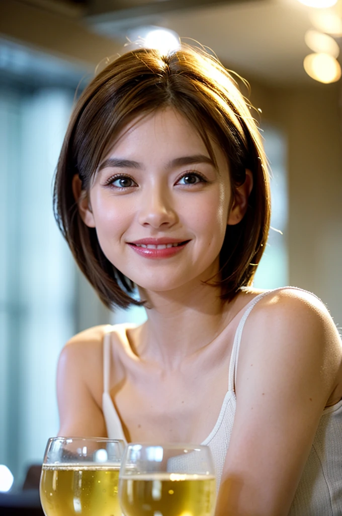 ((top-quality、8k、masterpiece:1.3))、Beautiful woman with perfect body:1.4、slim abdomen:1.2、(Longhair, medium breast), (wearing bra), Highly detailed facial and skin texture, A detailed eye, smile, (full body shot), living room, sitting