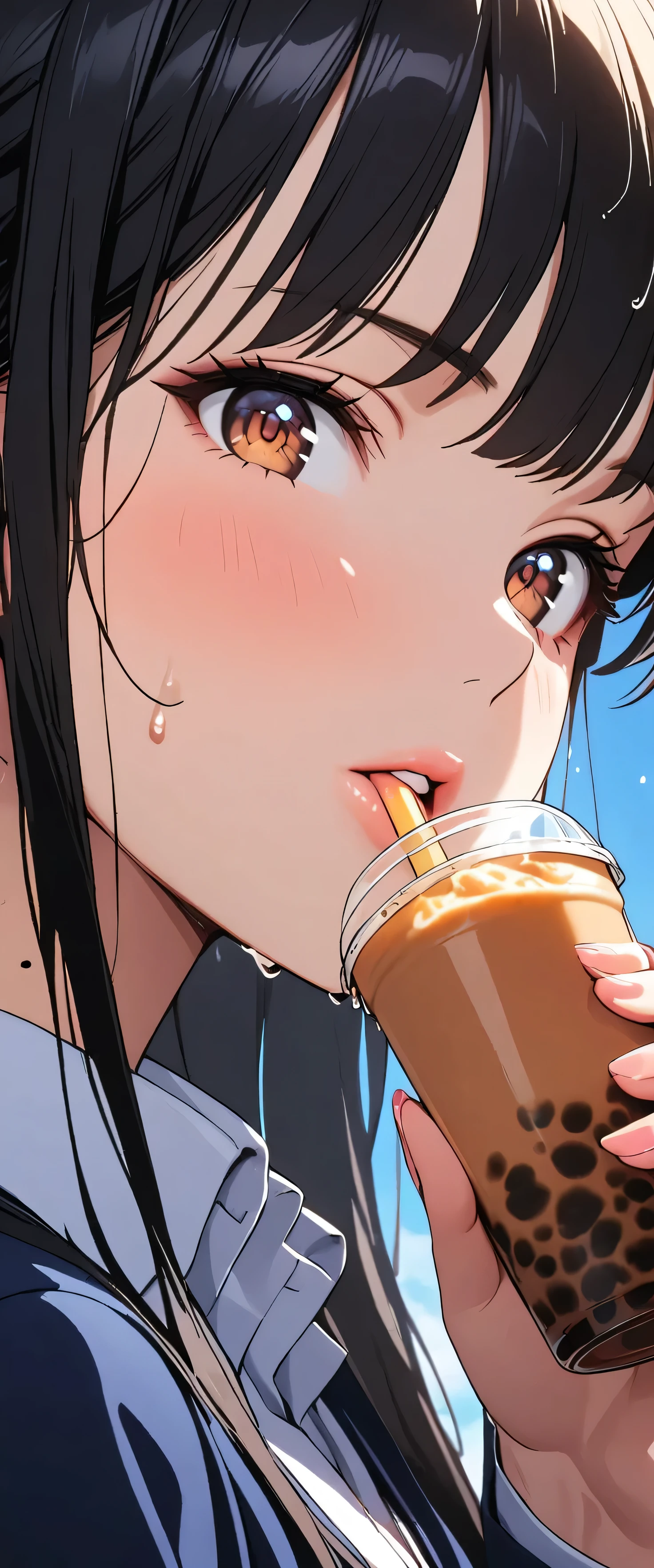 1girl, NSFW, (cum in mouth:1.2), (closed mouth and eyes), penis