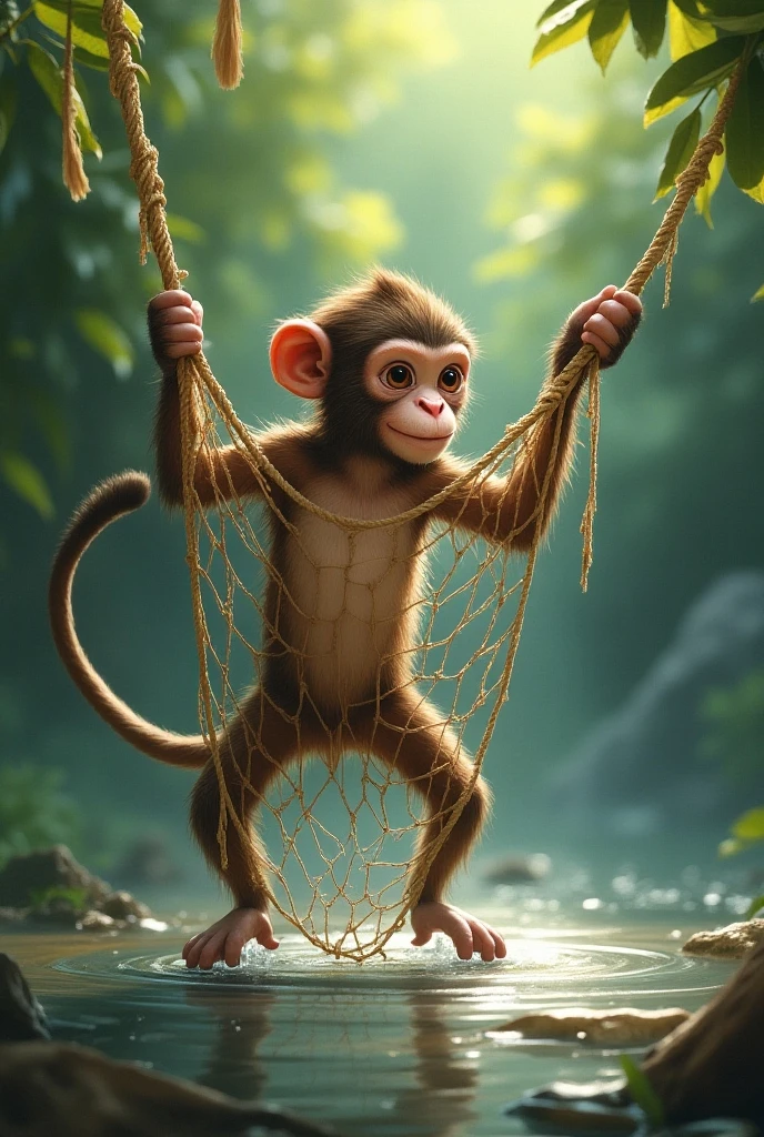 A funny monkey swinging on tree, no back ground, 8k, printable --auto