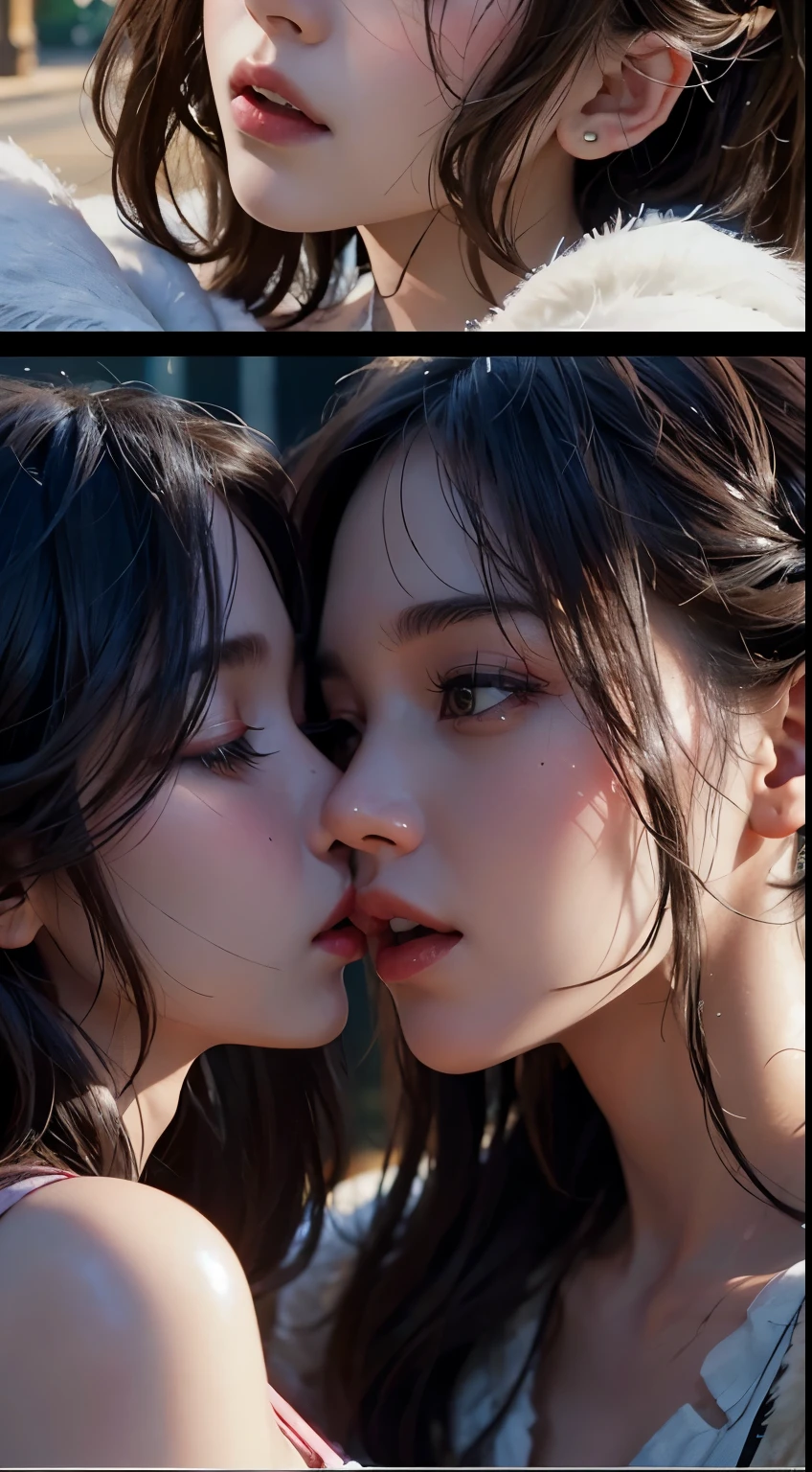 (best quality,4k,highres,masterpiece:1.2),ultra-detailed,(realistic,photo-realistic:1.37),two girls, close-up of wet and hardened  being persistently licked by another woman's wet tongue,sharp focus,sensual and intimate,erotic art,soft lighting,subtle color tones,longing and desire,humid atmosphere,vivid details,subtle shadows,provocative,delicate curves,exquisite composition