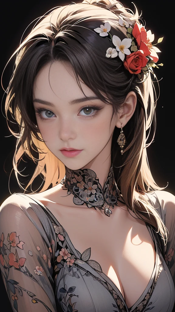 Top Quality, Masterpiece, Hi-Res, One Girl, Cheongsam, Hair Ornament, Necklace, Jewelry, Beautiful Face, Body Up, Tyndall Effect, Photorealistic, Dark Studio, Rim Lighting, Two-Tone Lighting, (High Detail Skin: 1.2), 8k UHD, DSLR, Soft Lighting, High Quality, Volume Lighting, Candid, Photography, High Resolution, 4K, 8K , Bokeh,,