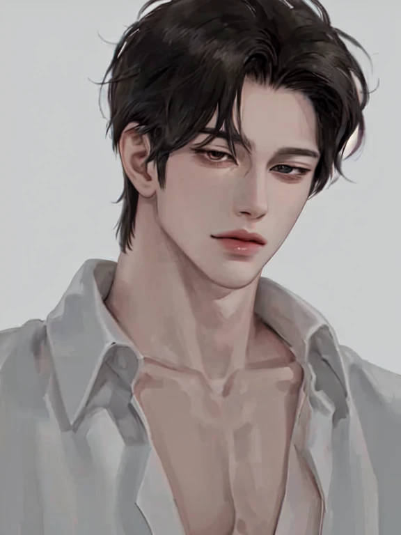 handsome sexy anime boy, aesthetic, manhwa style
