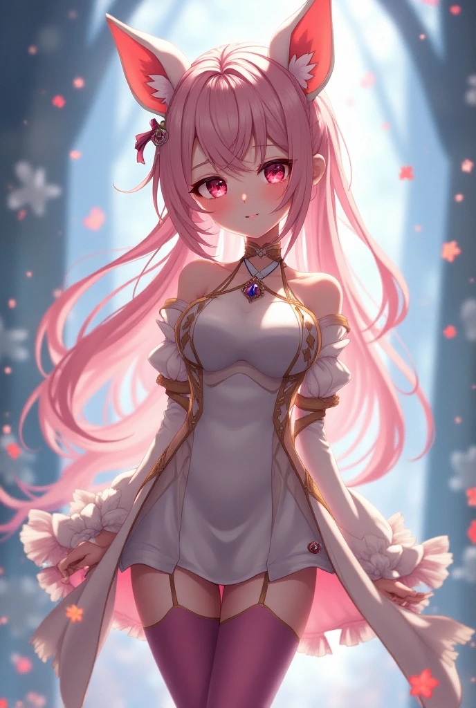 Girl with pink hair, long twin-tail hairstyle, (small bushy pink eyebrows), dressed in gothic lolita clothing, lolicon (Zankuro) drawing style by zankuro artist, Zancro style, image uploaded to R34, (in a church full of people), , flirty smile, lifting her dress to show her wide, naked hips, underwear in her hands, breasts out, wearing a wedding dress