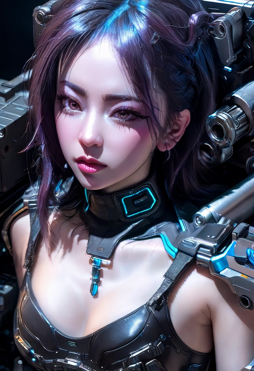  Close-up of a woman holding a gun and a machine, Cyberpunk art inspired by Ross Row, Art Station, Fantasy art,  High Detail Digital Art 4k , Carol is behind, uh..,  beautiful digital art , 2. 5 d cgi anime Fantasy artwork, Amazing character art,  Machine Walker Girl , 4k detailed digital art, Voytech Fuse