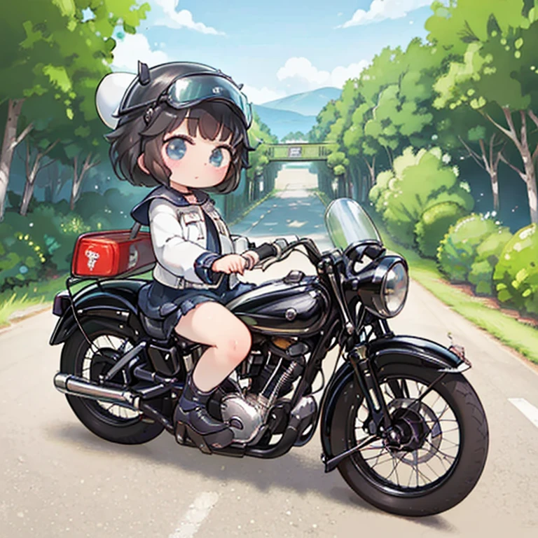 Bluff Superior SS100、(クラシックRiding a motorcycle )、(Vintage Bike、Bluff Superior SS100)、Isle of Man racing 、 (Riding a motorcycle:1.2),  beautiful young woman、1、Beautiful Face,  beautiful and delicate eyes , Black Hair ,  short bob hair,  classic leather jacket 、Cronwell Helmet、With goggles、after the rain、British countryside、 Detailed explanation、(Redeem, masterpiece,  high res)、8k、wallpaper