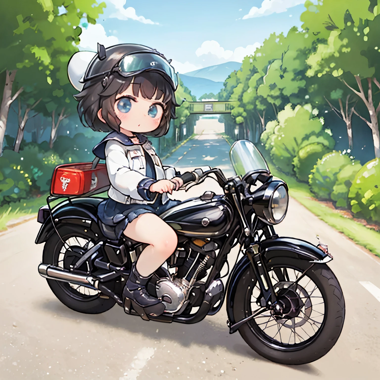 Bluff Superior SS100、(クラシックRiding a motorcycle )、(Vintage Bike、Bluff Superior SS100)、Isle of Man racing 、 (Riding a motorcycle:1.2),  beautiful young woman、1、Beautiful Face,  beautiful and delicate eyes , Black Hair ,  short bob hair,  classic leather jacket 、Cronwell Helmet、With goggles、after the rain、British countryside、 Detailed explanation、(Redeem, masterpiece,  High Resolution )、8k、wallpaper