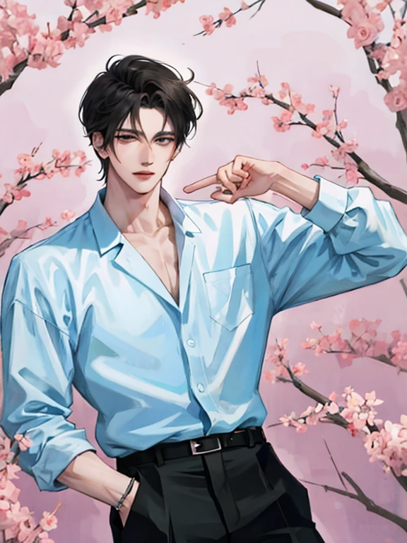 handsome sexy anime boy, aesthetic, manhwa style
