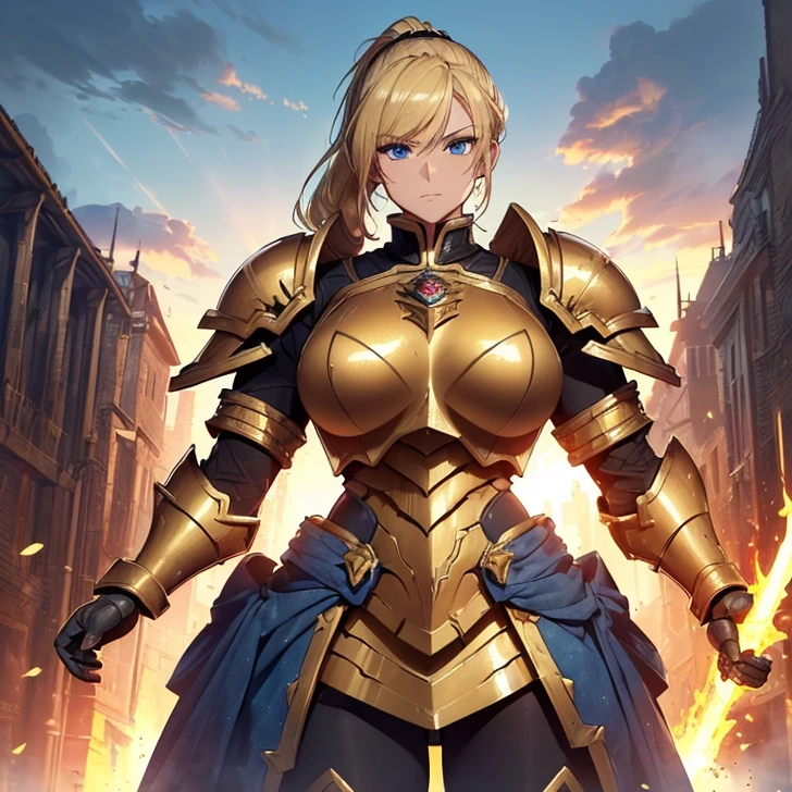 Artoria Lancer, Mulher Madura, elegante, cabelo loiro, olhos verdes, Curvilíneo, coroa, Ombro nu, tronco, Resolução 4k, alta qualidade, Hyperresolution,accuracy,Detailed rendering,(Subtle facial image)(Image of fine hair)(topquality)(Masterpieces of masters)(High degree of completeness)(A sense of atmosphere)tmasterpiece,Super detailed and super detailed(portrait), long blonde hair, (((twin braids)))(((ANKLE LENGTH HAIR))) (((Sakimichan))) (((blonde)))((Armor)) ((Halberd))) (((warrior)))(((TWIN HAIR BRAIDS)))